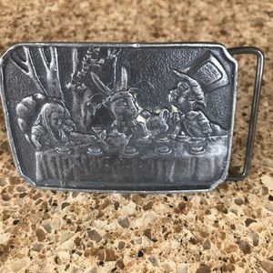 Antique Pewter Belt Buckle. Alice’s Tea party. $35